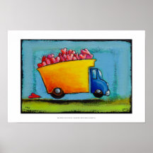 Dump Truck of Love unique fun happy whimsical art Print