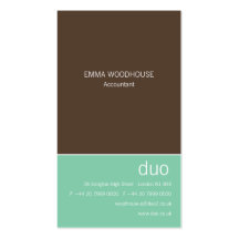 Duo Vertical Chocolate Brown & Mint Business Card