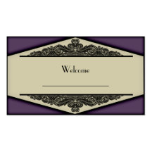 Dusky Purple Vintage, table seating cards Business Card Templates
