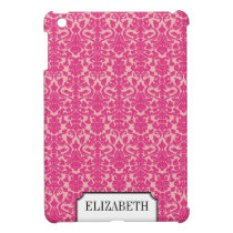 Dust pink damask pattern elegant personalised name ipad mini cases