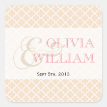 Dusty pink Moroccan tile ampersand modern wedding stickers