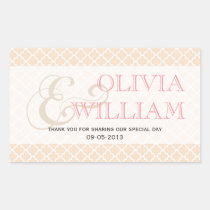 Dusty pink Moroccan tile ampersand wedding favour stickers