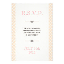 Dusty pink Moroccan tile ampersand wedding rsvp invitations