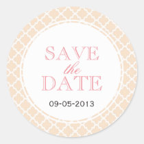 Dusty pink Moroccan tile SAVE THE DATE wedding stickers