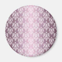 Dusty Rose Coloured Damask Pattern Fridge Magnets