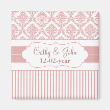 dusty rose pink damask Save the date magnet