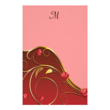 Dusty Rose Pink Golden Swirls Wedding Custom Stationery