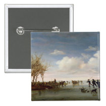 Dutch landscape with Skaters buttons