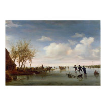 Dutch landscape with Skaters posters
