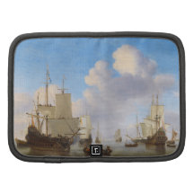Dutch men-o'-war and other shipping in a calm organizers