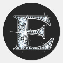 "E" Diamond Bling Sticker