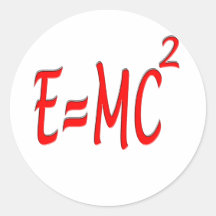 E = MC2 (red) Round Sticker