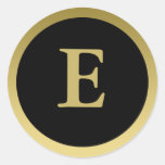 E :: Monogram E Elegant Gold and Black Sticker