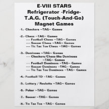 E-VIII STARS Refrigerator (Fridge) Magnet Games Full Color Flyer