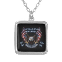 EAGLE God bless our troops necklace
