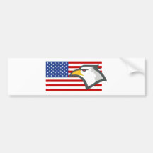 Eagle on American Flag Bumper Sticker
