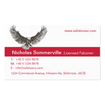 Eagle red & white falconry personal business card