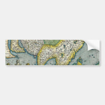 Early 16th Century Map of Asia Bumper Stickers