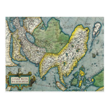 Early 16th Century Map of Asia Post Cards