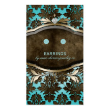 Earring Display Cards Vintage Damask Jewellery Hea Business Card Templates