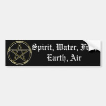 Earth, Air & Fire Pentagram Bumper Sticker