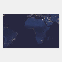 Earth At Night Rectangle Stickers