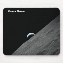 Earth Crescent Rising above Moon's Surface Mouse Pads