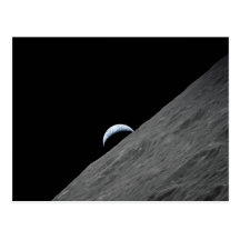 Earth Crescent Rising above Moon's Surface Post Cards