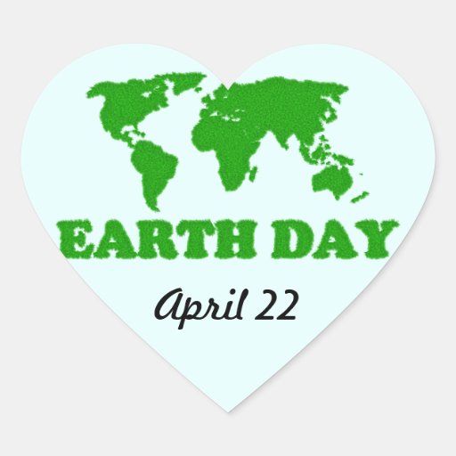 Earth Day Grass Map Heart Sticker