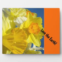 Earth Day plaques Love the Earth signs Daffodils