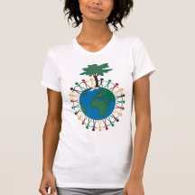 Earth Day with figures and tree - Africa Tee Shirts