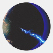 Earth, lightning strike stickers