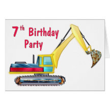Earth Mover 7th Birthday Greeting Cards