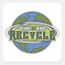 Earth Reduce, Reuse and Recycle Sticker