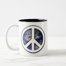 Earth White Peace Sign7 Mug