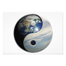 Earth Yin and Yang Symbol Custom Invites
