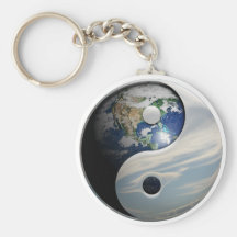 Earth Yin and Yang Symbol Keychain