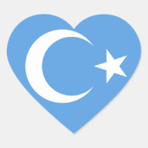 East Turkestan Uyghur Flag Heart Stickers