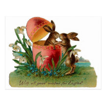 Easter Bunny Kiss Vintage Postcards