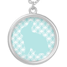 Easter Bunny Swirls Necklace, Light Blue