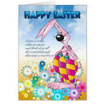 Easter Card - Easter Bunny Flowers