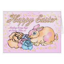 Easter Card - Easter Bunny Roses