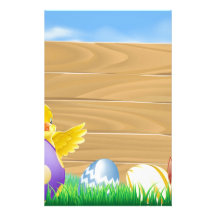 Easter chicken and chocolate painted eggs stationery paper