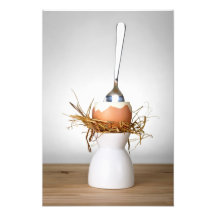 Easter Egg In Hay Nest On White Stand Photo