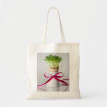 Easter Egg Shell With Greens And Pink Ribbon Canvas Bags