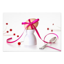 Easter Egg With Pink Ribbon On White Art Photo