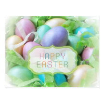 Easter Eggs Basket Pastel Colours postcard