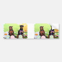 Easter - Min Pin - Zena and Gidget Bumper Sticker