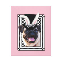 Easter - Some Bunny Loves You - Pug Stretched Canvas Prints