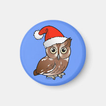 Eastern Screech Owl Santa Magnets